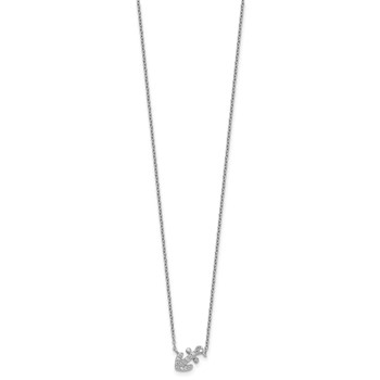 Cheryl M Sterling Silver Rhodium-plated Polished CZ Anchor 16 Inch with 2 Inch Extension Necklace — alternate view