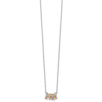 Cheryl M Sterling Silver Rhodium Rose and Yellow Gold-plated Polished CZ Circles 16 Inch with 2 Inch Extension Necklace — alternate view