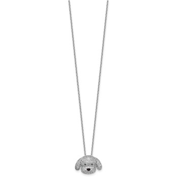 Cheryl M Sterling Silver Rhodium-plated Polished and Enameled Black and White CZ Dog 16 Inch with 2 Inch Extension Necklace — alternate view