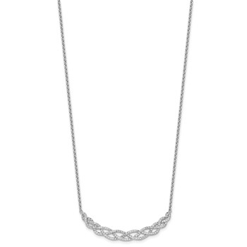 Cheryl M Sterling Silver Rhodium-plated Polished Fancy Woven CZ 16 Inch with 2 Inch Extension Necklace — alternate view