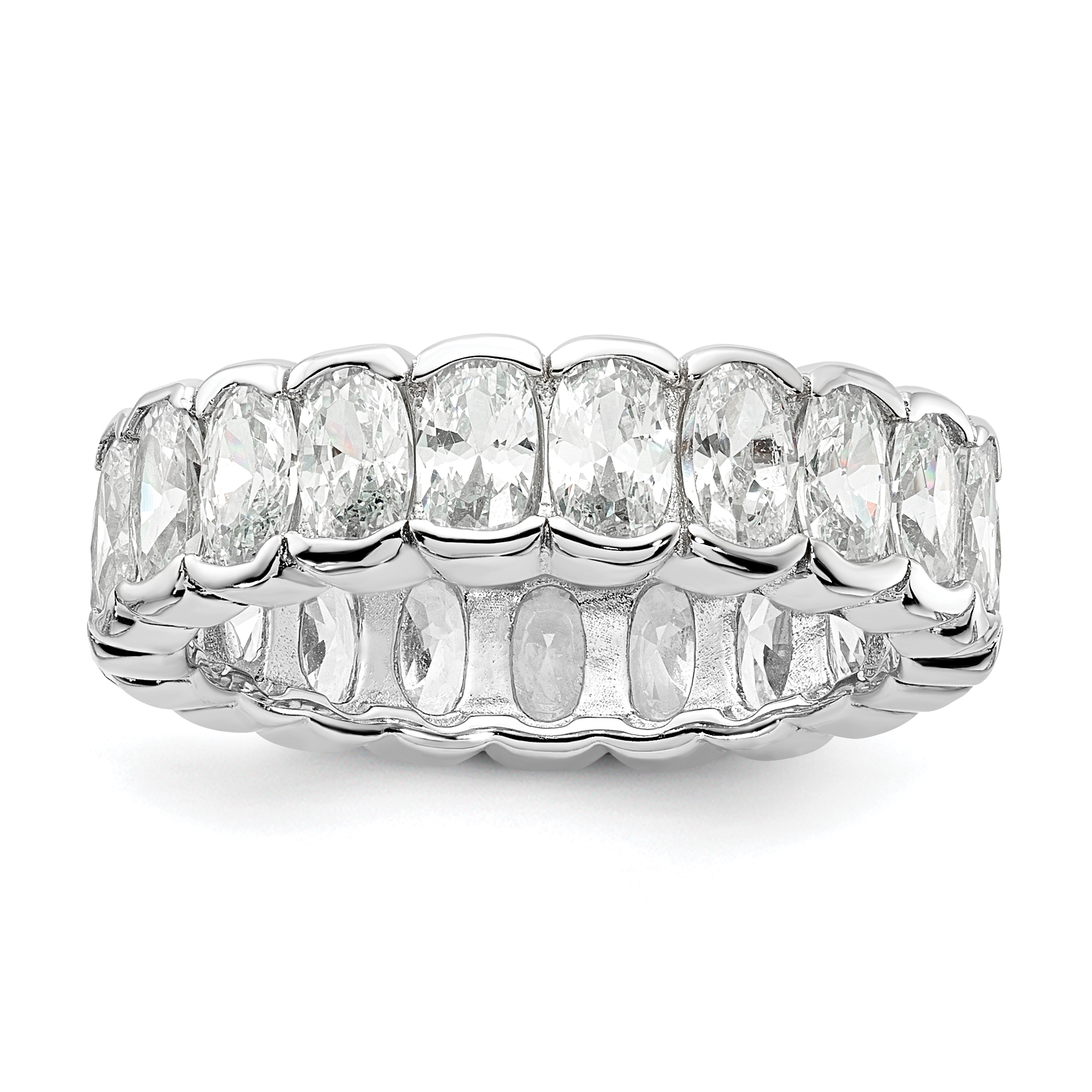 ●RAIVE● Cheryl Shoulder Sterling Silver Cheryl M RH-plated Polished Oval CZ Eternity