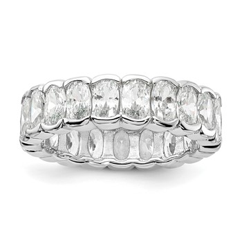 Cheryl M Sterling Silver Rhodium-plated Polished Oval CZ Eternity Ring
