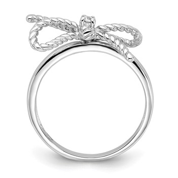 Cheryl M Sterling Silver Rhodium-plated Polished and Twisted CZ Bow Ring — alternate view