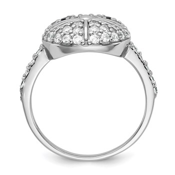 Cheryl M Sterling Silver Rhodium-plated Polished Black and White CZ Cat Ring — alternate view