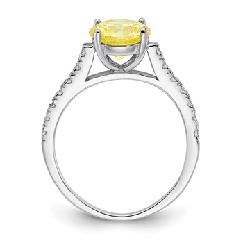 Cheryl M Sterling Silver Rhodium-plated Polished Yellow and White CZ Ring — alternate view