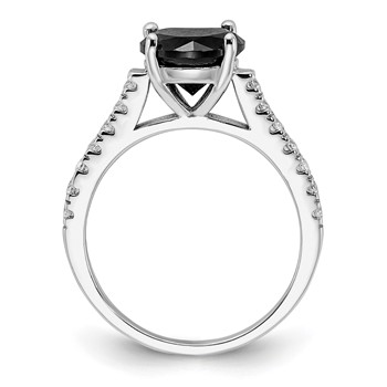 Cheryl M Sterling Silver Rhodium-plated Polished Black and White CZ Ring — alternate view