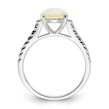 Cheryl M Sterling Silver Rhodium-plated Polished Lab Created Opal and CZ Ring — alternate view