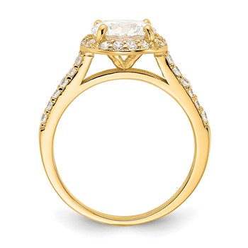 Cheryl M Sterling Silver Gold-plated Polished CZ Round Halo Ring — alternate view
