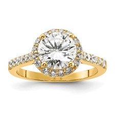 Image of Cheryl M Sterling Silver Gold-plated Polished CZ Round Halo Ring