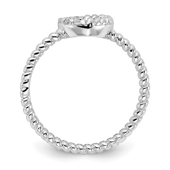 Cheryl M Sterling Silver Rhodium-plated Polished and Twisted CZ Heart Ring — alternate view
