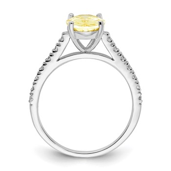 Cheryl M Sterling Silver Rhodium-plated Polished Oval Yellow and White CZ Ring — alternate view