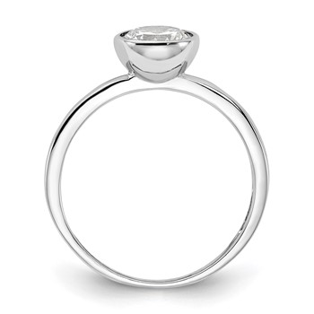 Cheryl M Sterling Silver Rhodium-plated Polished Bezel Set CZ Ring — alternate view