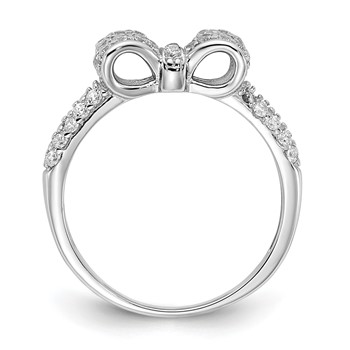 Cheryl M Sterling Silver Rhodium-plated Polished CZ Bow Ring — alternate view