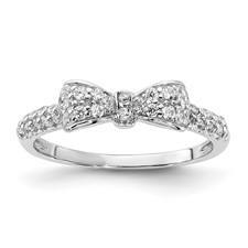 Image of Cheryl M Sterling Silver Rhodium-plated Polished CZ Bow Ring