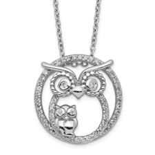 Chisel Stainless Steel Antiqued and Polished Flying Owl Pendant on a 24 inch Box Chain Necklace