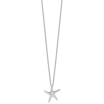 Cheryl M Sterling Silver Rhodium-plated Polished CZ Starfish 16 Inch with 2 Inch Extension Necklace — alternate view