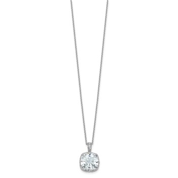 Cheryl M Sterling Silver Rhodium-plated Polished Fancy Gallery Cushion-cut CZ 18 Inch Necklace — alternate view