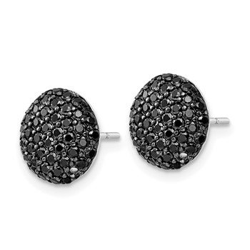 Cheryl M Sterling Silver Rhodium-plated with Black Rhodium Polished Black CZ Cluster Circle Post Earrings — alternate view