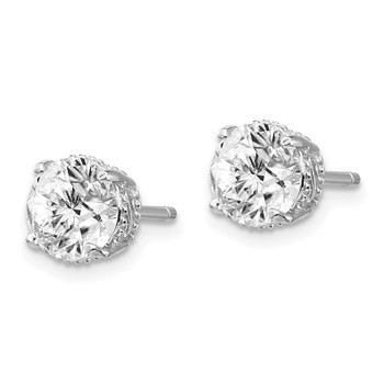 Cheryl M Sterling Silver Rhodium-plated Brilliant-cut CZ 6.5mm Stud Post Earrings — alternate view