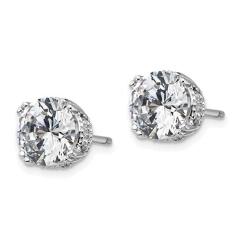 Cheryl M Sterling Silver Rhodium-plated Brilliant-cut 8mm CZ Stud Post Earrings — alternate view