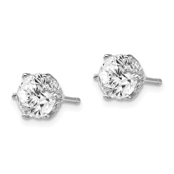 Cheryl M Sterling Silver Rhodium-plated Brilliant-cut 6.5mm CZ Post Stud Earrings — alternate view