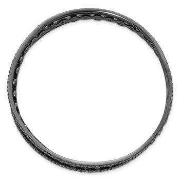 Cheryl M Sterling Silver Black-plated CZ Three Bangle Set — alternate view