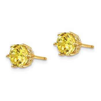 Cheryl M Sterling Silver Gold-plated Yellow Brilliant-cut 6.5mm CZ Stud Post Earrings — alternate view