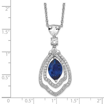 Cheryl M Sterling Silver Rhodium-plated Fancy Brilliant-cut Lab Created Dark Blue Spinel and Brilliant-cut White CZ 18 Inch Necklace — alternate view