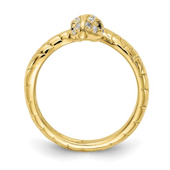 Cheryl M Sterling Silver Gold-plated Brilliant-cut Black and White CZ Snake Ring — alternate view