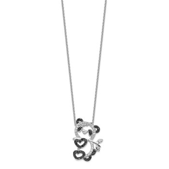 Cheryl M Sterling Silver Rhodium-plated with Black Rhodium Accent Brilliant-cut Black and White CZ Panda 18 Inch Necklace — alternate view