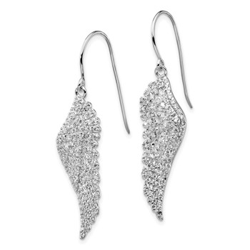 Cheryl M Sterling Silver Rhodium-plated Brilliant-cut CZ Angel Wing Shepherd Hook Dangle Earrings — alternate view