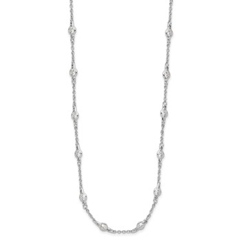 Cheryl M Sterling Silver Rhodium-plated Brilliant-cut Round CZ 42 Station 36 Inch Necklace — alternate view