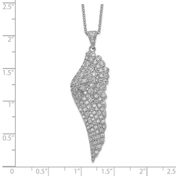 Cheryl M Sterling Silver Rhodium-plated Brilliant-cut CZ Angel Wing 18 Inch Necklace — alternate view