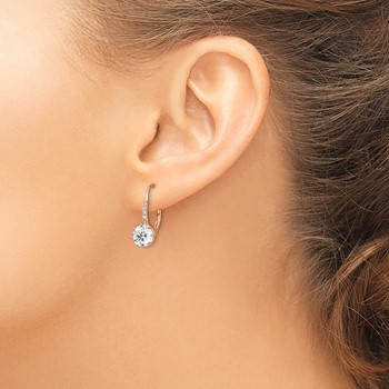Cheryl M Sterling Silver Rose Gold-plated Brilliant-cut CZ Leverback Dangle Earrings — alternate view