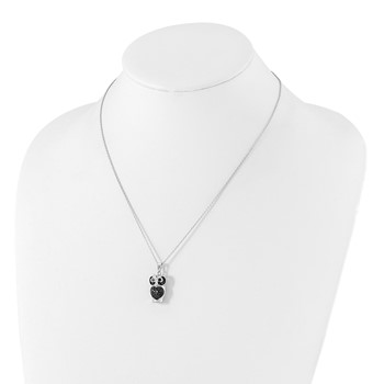 Cheryl M Sterling Silver Black CZ Owl Necklace — alternate view