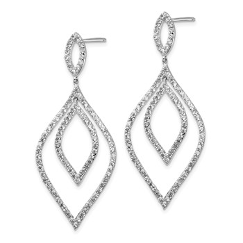 Cheryl M Sterling Silver Rhodium-plated Brilliant-cut CZ Fancy Flames Post Dangle Earrings — alternate view