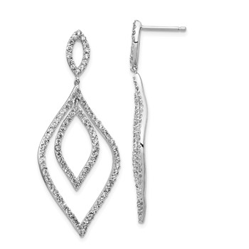 Cheryl M Sterling Silver Rhodium-plated Brilliant-cut CZ Fancy Flames Post Dangle Earrings