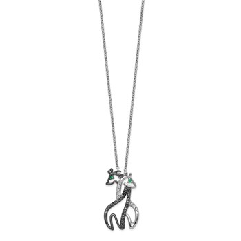 Cheryl M Sterling Silver Rhodium-plated with Black Rhodium Accent Brilliant-cut Black Green and White CZ Giraffes 18 Inch Necklace — alternate view