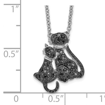 Cheryl M Sterling Silver Rhodium-plated with Black Rhodium Accent Brilliant-cut Black CZ Cats 18 Inch Necklace — alternate view