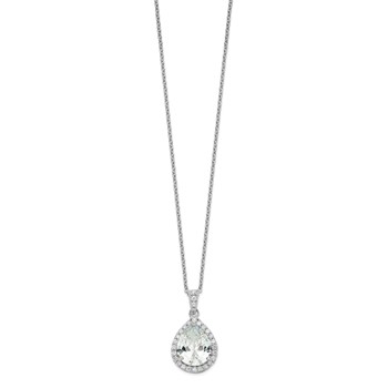 Cheryl M Sterling Silver Rhodium-plated Brilliant-cut Teardrop CZ Halo 18 Inch Necklace — alternate view