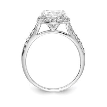 Cheryl M Sterling Silver Rhodium-plated Brilliant-cut CZ Round Halo with Side Stones Ring — alternate view