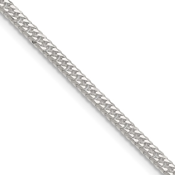 925 Sterling Silver Diamond Cut 2.5mm Bismark Double Link Chain Necklace