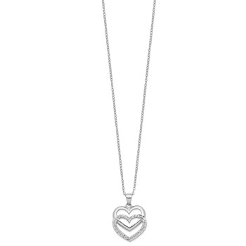 Diamond Fascination Diamond Mystique Sterling Silver Platinum-plated Diamond Double Heart 18 Inch Necklace — alternate view