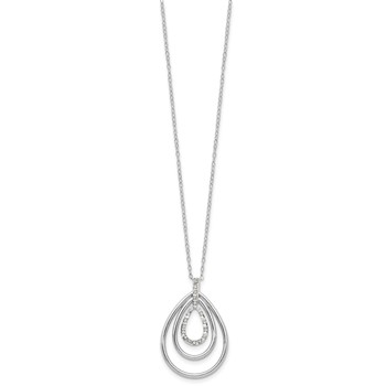 Diamond Fascination Diamond Mystique Sterling Silver Platinum-plated Diamond Triple Teardrop 18 Inch Necklace — alternate view