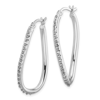 Diamond Fascination Diamond Mystique Sterling Silver Platinum-plated Diamond Oval Twist Hoop Earrings — alternate view