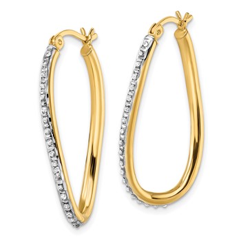 Diamond Fascination Diamond Mystique Sterling Silver 18K Gold-plated Diamond Oval Twist Hoop Earrings — alternate view
