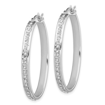 Diamond Fascination Diamond Mystique Sterling Silver Platinum-plated Diamond Oval Hoop Earrings — alternate view