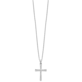 Diamond Fascination Diamond Mystique Sterling Silver Platinum-plated Diamond Cross 18 Inch Necklace — alternate view