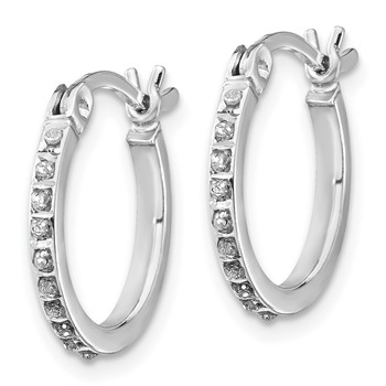 Diamond Fascination Diamond Mystique Sterling Silver Platinum-plated Diamond  Hoop Earrings and Hinged Bangle Set — alternate view