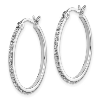Diamond Fascination Diamond Mystique Sterling Silver Platinum-plated Diamond Round Hoop Earrings — alternate view